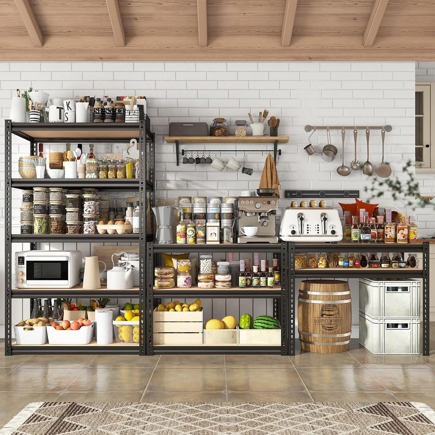 REIBII 2000LBS Garage Shelving Heavy Duty Storage Shelves 72" H Metal Shelving for Garage Shelves Adjustable Metal Shelf for Basement Pantry 35.5" W x 72" H x 15.8" D