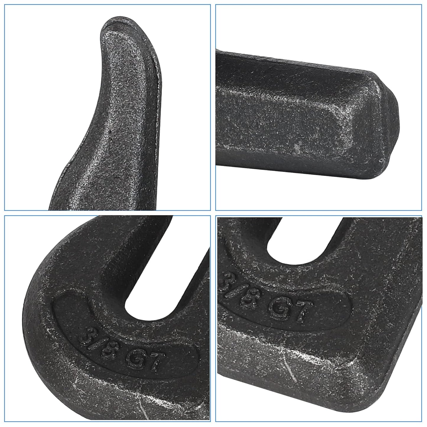 3/8 inch Weld On Grab Hooks,6PCS Heavy Duty Clevis Grab Chain Hook, G70 Tractor Bucket Hooks Great for Car, Truck, Tractors, Loader Bucket Forklift Trailer