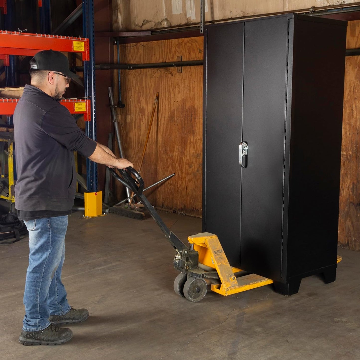 Jamco Tool Storage Cabinets with Bin Mounts, Model DZ, Includes 132 Bins, 36-Inch W x 24-Inch D x 78-Inch H, Blue Bins