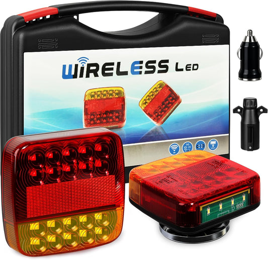 Wireless Magnetic Trailer Lights – Rechargeable LED Trailer Light Kit with Turn, Brake, Stop Lights, No Wiring Needed - Portable Wireless Lights for Truck, RV, Boat, Camper, Caravan, Utility Trailers