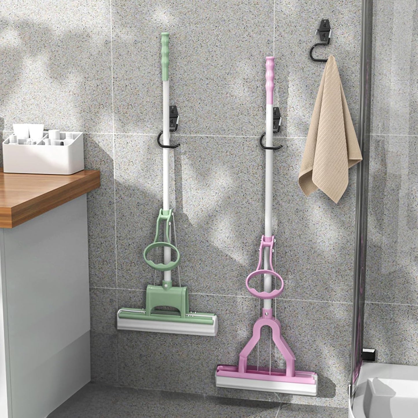 16 Pack Metal Broom Hooks, Heavy Duty Garage Holder Wall Mount, S Type Anti-Slip Mop Rack, Cleaning Tools Holder Storage Organizer Hanger for Shovel Rakes Shed Garden Lawn Yard