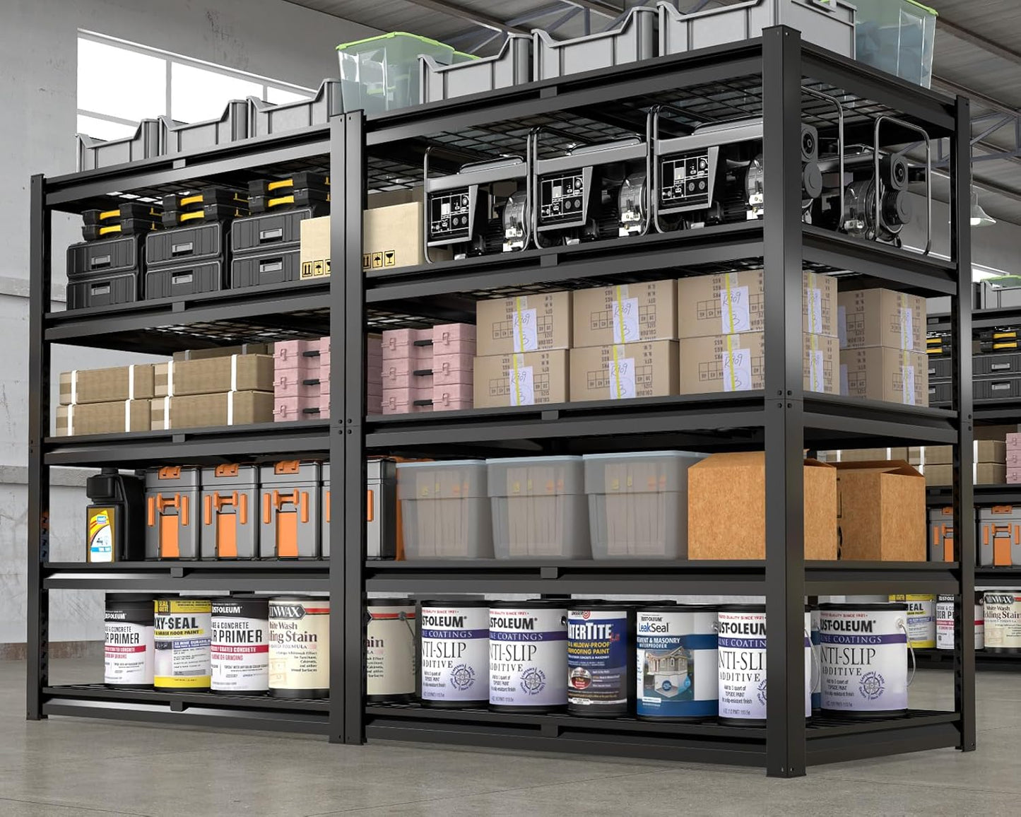 PrimeZone 72" H X 48" W X 18" D Heavy Duty Garage Shelving 5 Tier 2500 LBS Storage Shelves Adjustable Industrial Metal Wire Shelf Unit for Garage,Basement,Pantry,Warehouse,Commercial 4Pack