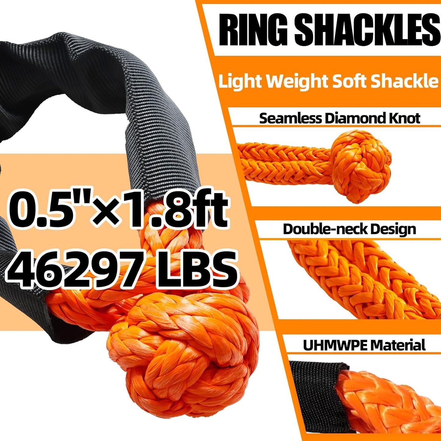 MITZONE Recovery Tow Strap,Heavy Duty Tow Strap Recovery Kit,Car Vehicle Heavy Duty Recovery Rope 30864 lbs for Diesel Trucks,SUV, ATV,Backhoe, Excavators,Ring Shackles,Storage Bag