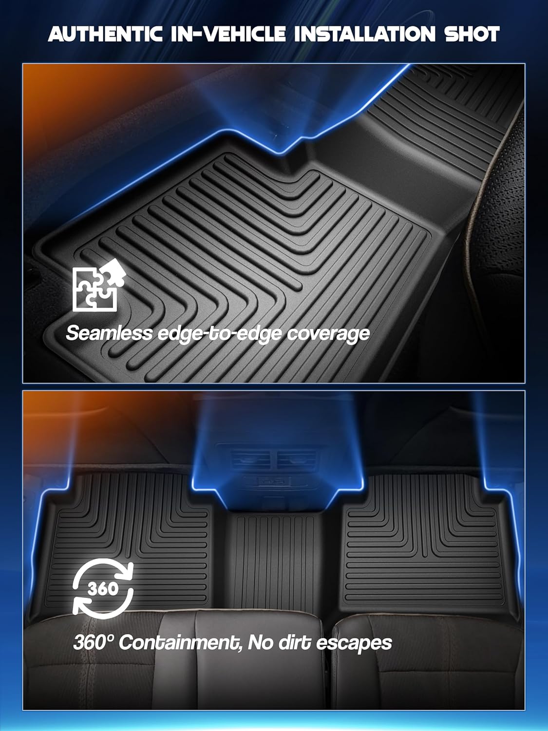 Car Floor Mats for Chevrolet Chevy Colorado/GMC Canyon Crew Cab 2023 2024 2025(Fit Carpet Floor) Accessories,TPE All Weather Protection Floor Mats,Custom Fit 1st&2nd Row Car Floor Liners Set