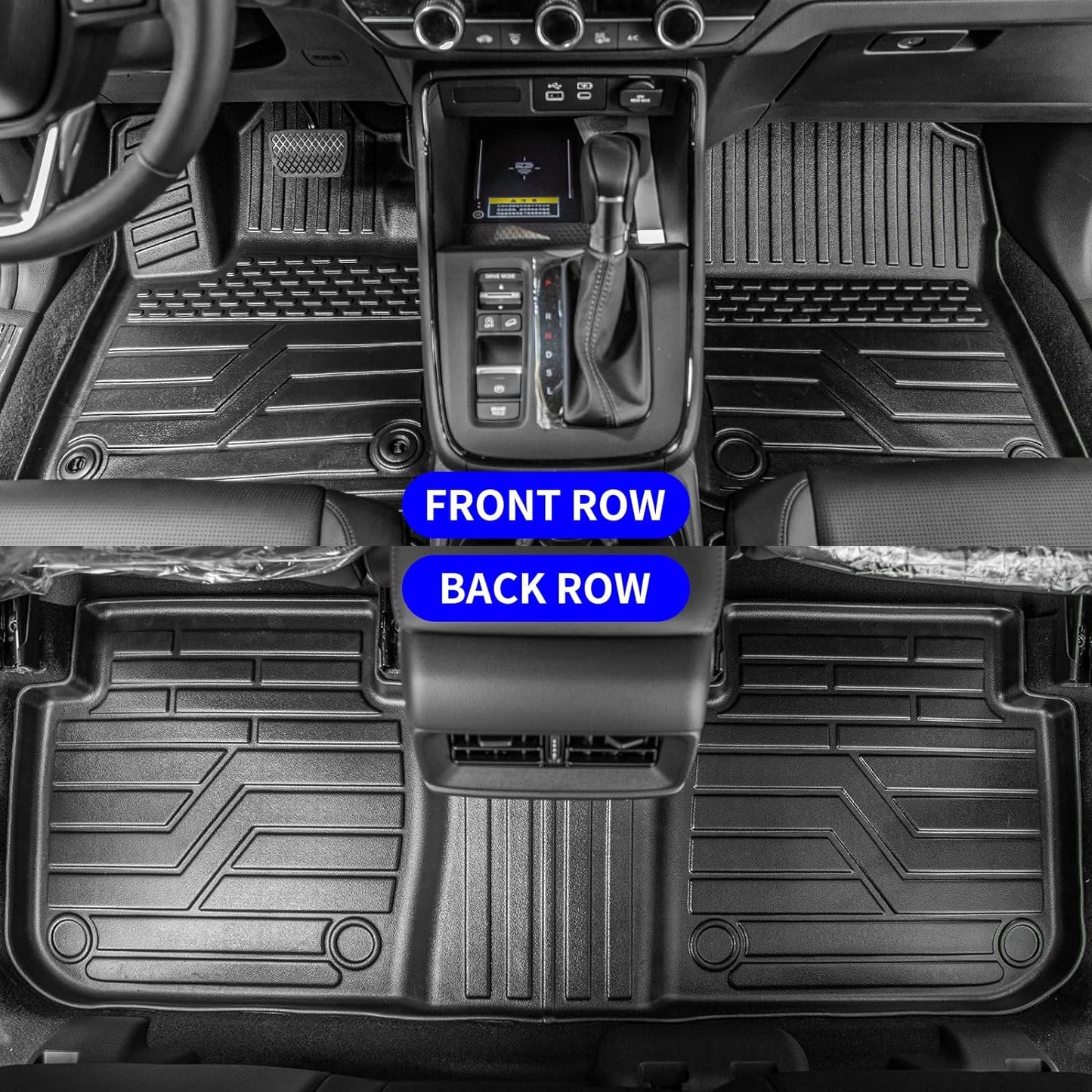 Rongtaod Floor Mats Compatible with 2023 2024 2025 2026 Honda CRV (Include Hybrid) Cargo Mat Trunk Mat Cargo Liner Back Seat Cover CR-V Accessories (Fit Upper Deck, Trunk Mat+Backrest Mats+Floor Mats)