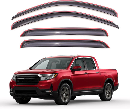 KPY Window Visor Compatible with Honda Ridgeline 2006-2014, 4PC Rain Guard Side Window Vent Deflectors in-Channel Style, 2006 2007 2008 2009 2010 2011 2012 2013 2014