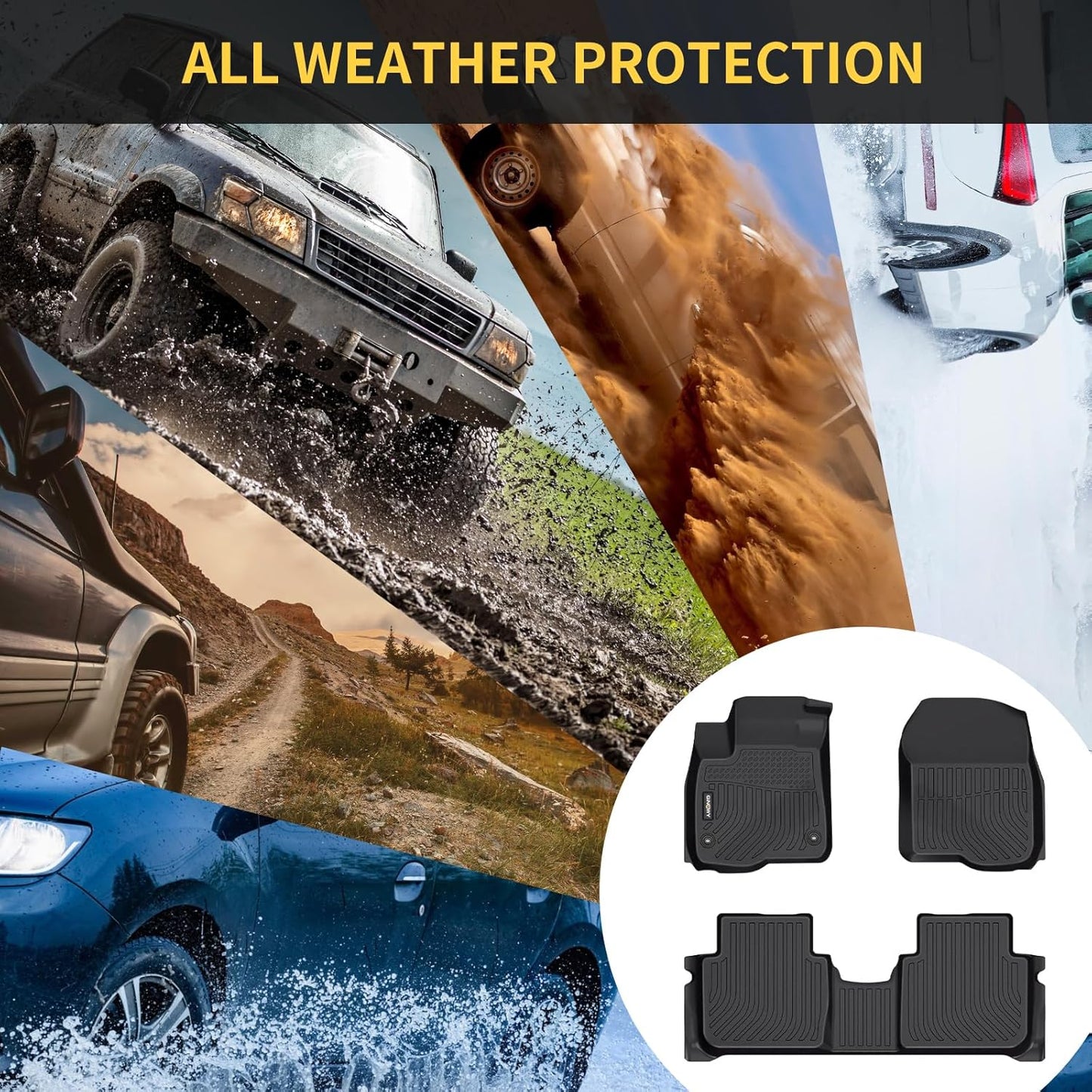 GINOWY-Floor Mats & Cargo Liner for Hyundai Venue 2020-2024 2025 (for Cargo Tray Upper Position) TPE All Weather 2023 Venue Car Mats Trunk Mat Waterproof Venue Accessories Black