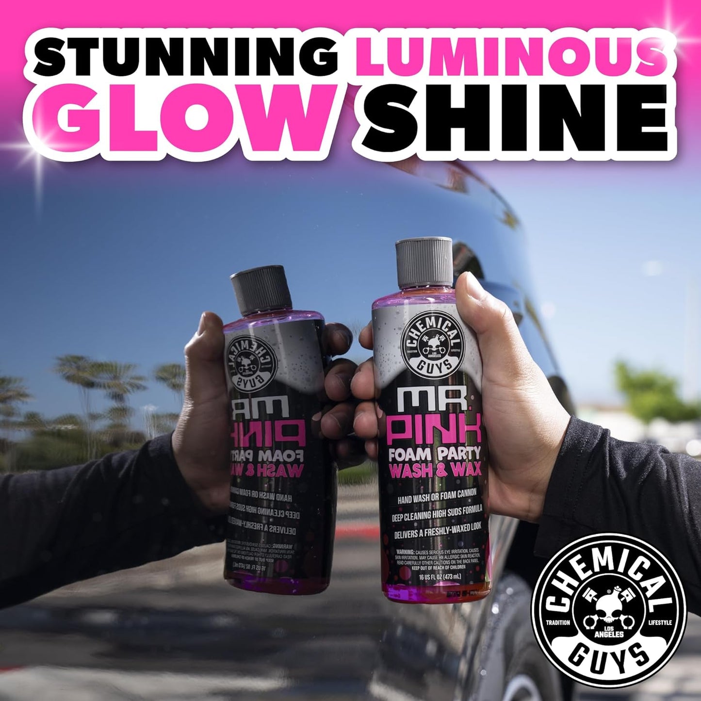 Chemical Guys EQP367 TORQ Professional Snow Foam Cannon Car Wash Snow Foamer + Mr. Pink Foam Party Wash & Wax 16 fl oz (Safe for Cars, Trucks, SUVs, RVs, & More) Works with Pressure Washer