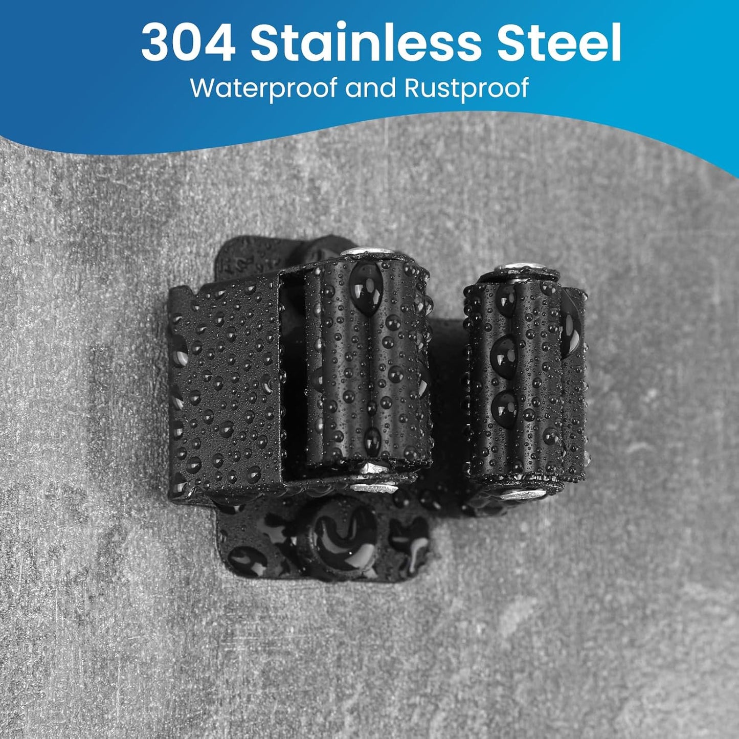 Broom Holder Wall Mount, 7PCS Broom Hanger Wall Mount, Stainless Steel Heavy Duty Mop Holder Broom Mop Hanger Wall with Screws, Garden Outdoor Tool Organizer Rack Broom Hanger (Black)