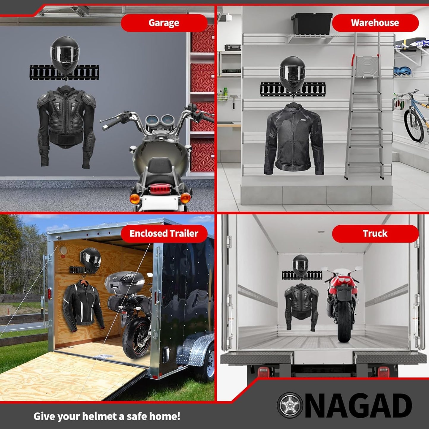 E Track Motorcycle Helmet Rack with Gloves Tray, E-Track Dirt Bike Bicycle Helmet Holder Display Hanger Storage Organizer Stand Hook, Motorcycle Etrack Accessories for Enclosed Trailer, Truck, Garage