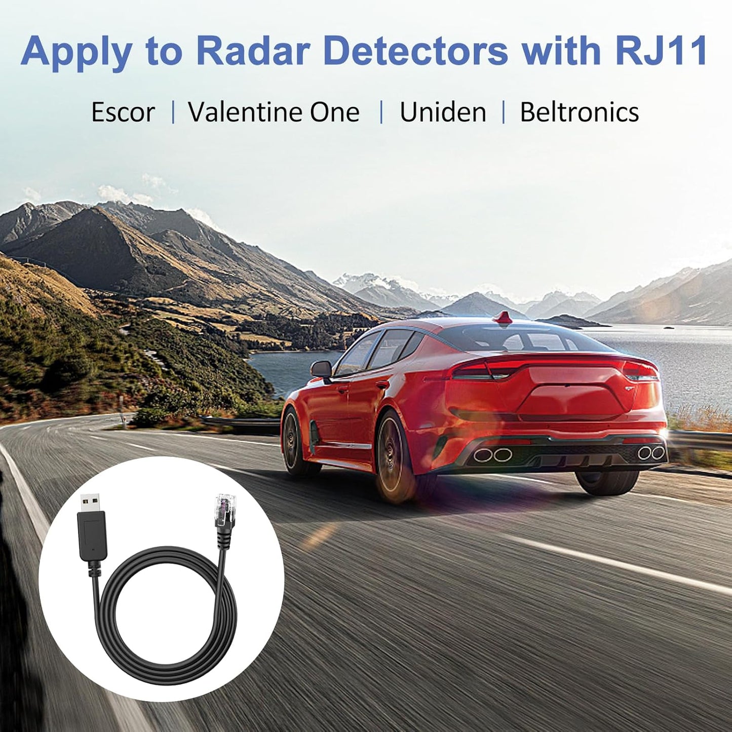 Radar Detector Power Cable, USB to RJ11 DC3.5 Cable,Replacement Radar Detectors Power Cable,for Escort Uniden Radenso XP Beltronics Cob'r'a Whistler Radar Detector (DC3.5-6.56FT)