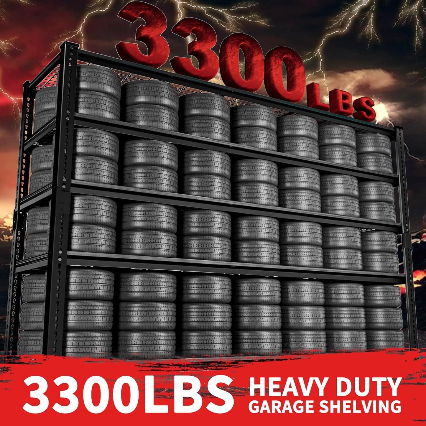 Storage Shelves, Garage Shelving Heavy Duty 3300 LBS Capacity, 60" L x 24" W x 78" H Adjustable Metal Shelving Organizer Wire Rack, 5 Tier Utility Shelf Unit for Pantry Closet Warehouse Organization