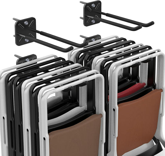 Garage Hooks, Heavy Duty Garage Hooks -12.4 Inch Wall Mount Hangers for Chairs, Power Tools, Garden Tools, Tires & More - Max 120 lbs (2-Pack)