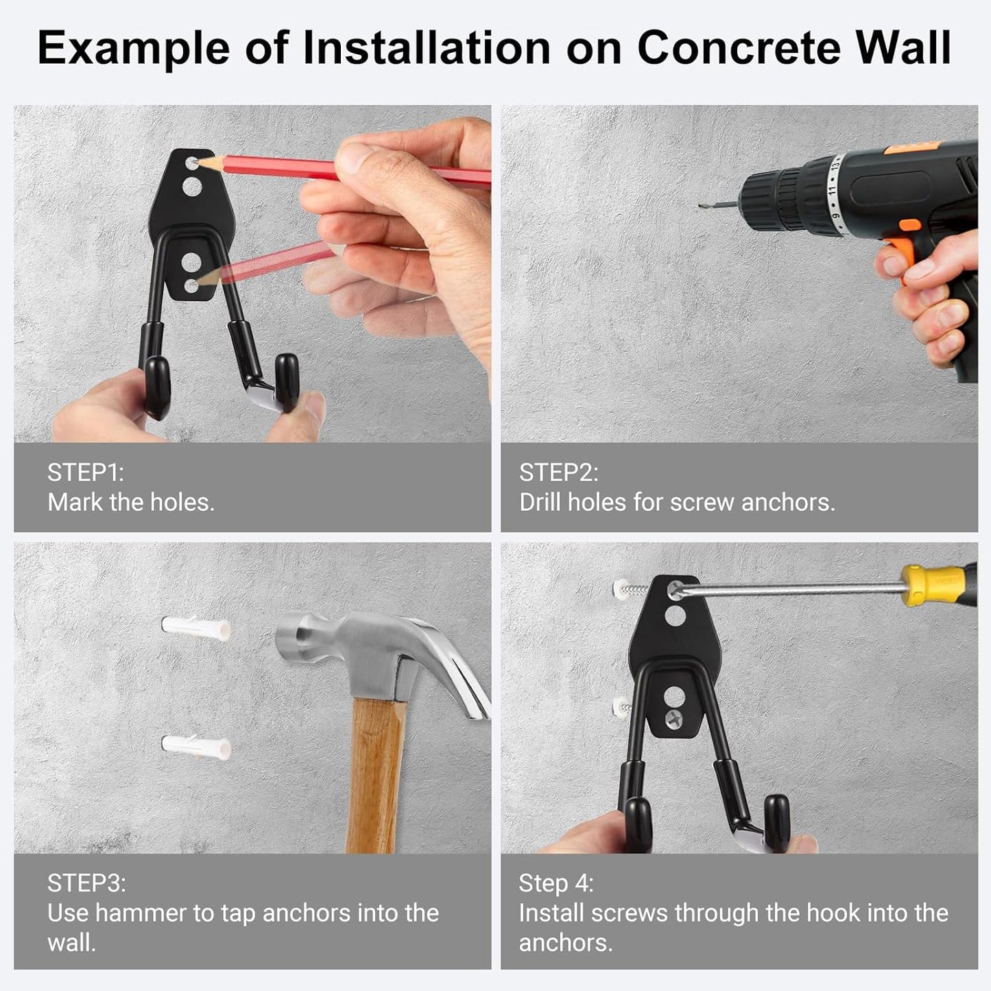 Garage Hook Heavy Duty Wall Storage Hangers, 28 Pack Garage Storage Hooks Steel Tool Black for Ladders, Ropes, Garden Tools