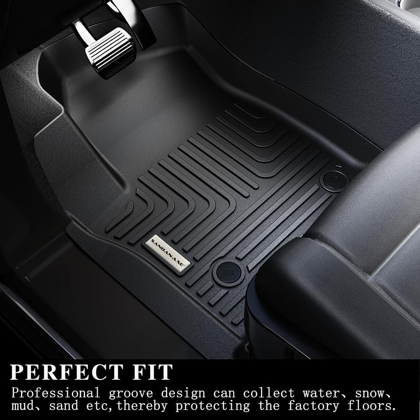 Floor Mats, Trunk Liner & Backrest Mat for 2017-2024 2025 Chrysler Pacifica Gas Touring 7/8 Seat (Non Hybrid & Non Pinnacle) Customized TPE All Weather Car Floor Liners with Backrest Protection Black