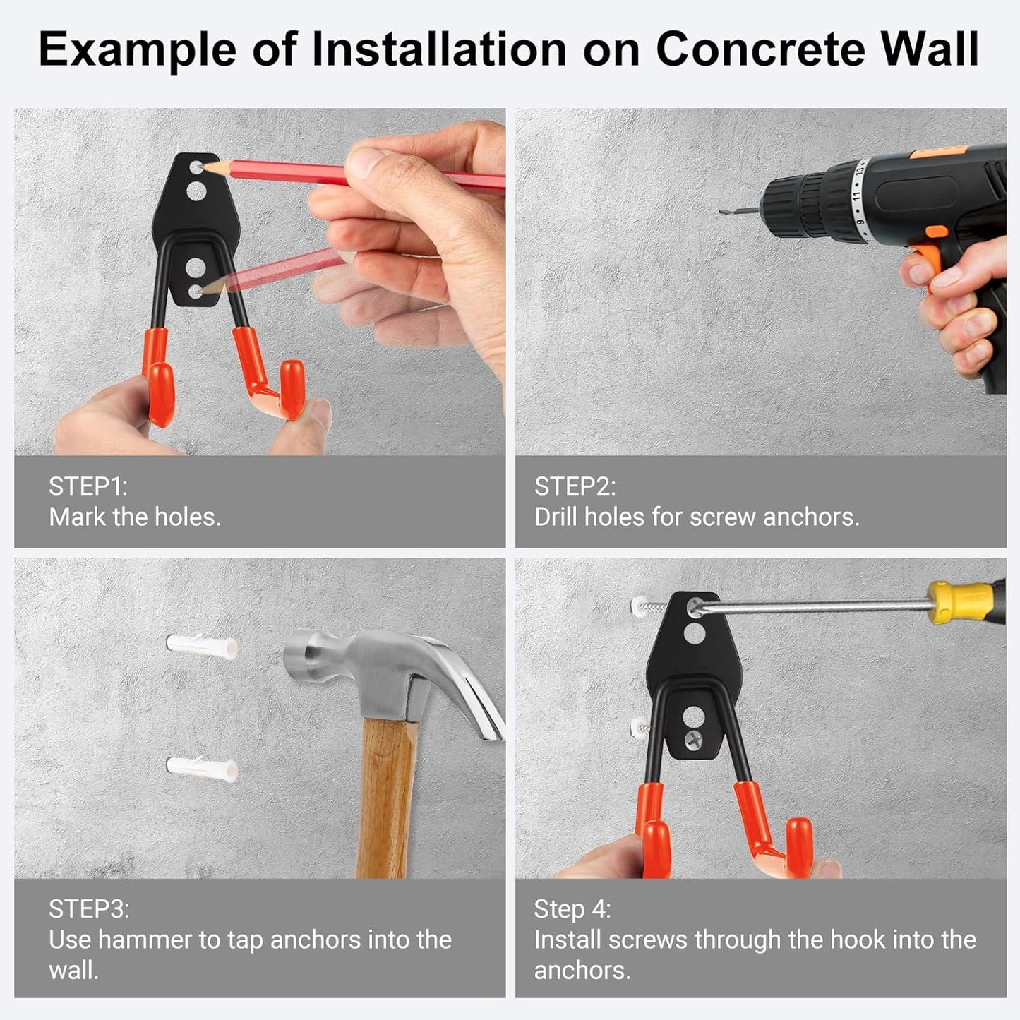 Garage Hook Heavy Duty Wall Storage Hangers, 32 Pack Garage Storage Hooks Steel Tool Orange for Ladders, Ropes, Garden Tools