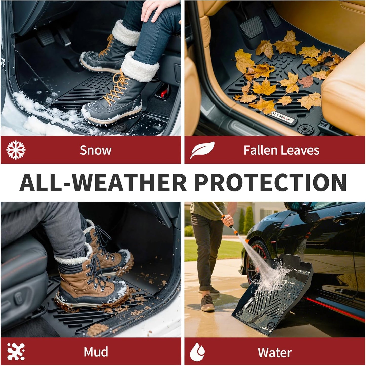 YITAMOTOR Floor Mats Compatible with 2015-2023 Jeep Cherokee (Not for Grand Cherokee), Custom Fit Floor Liners, 1st & 2nd Row All-Weather Protection, Black