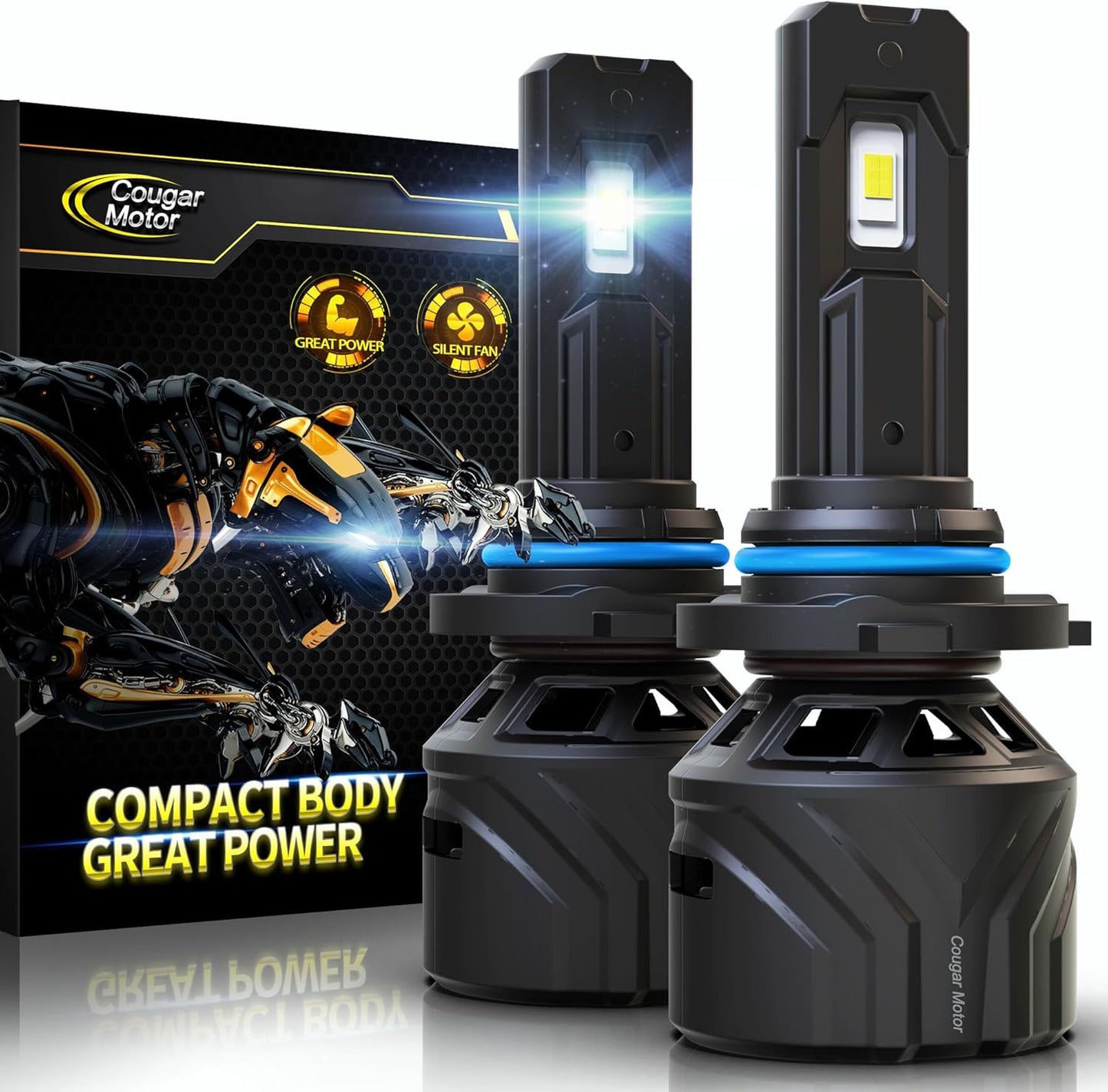 Cougar Motor 9006 Bulbs, HB4 Fog Lights 6500K White Non-Polarity 9006 Fog Bulb or Off-Road Use Plug and Play - Pack of 2