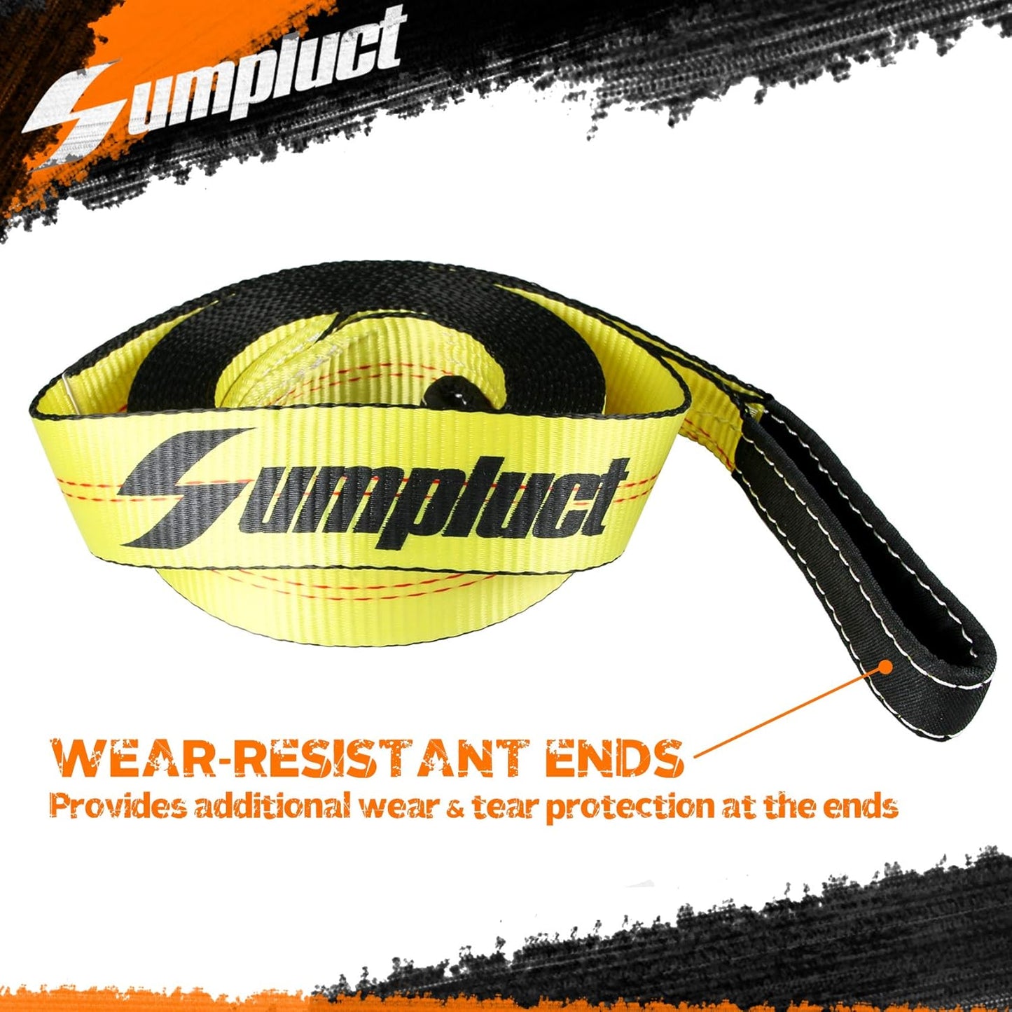 Recovery Tow Strap 2in X 20ft Heavy Duty 20,000 lbs Break Strength, Use for Emergency Towing Rope, Tree Saver, Winch Extension, Triple Reinforced Loops, Protective Sleeves,Car Accessories