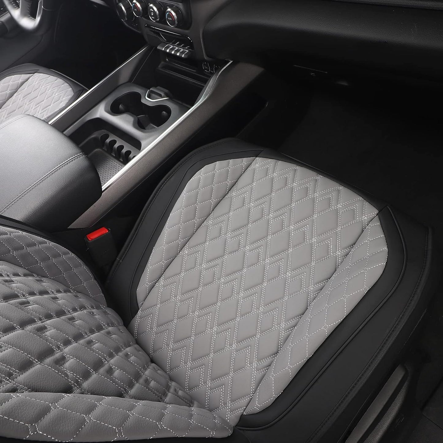 JOJOBAY Car Seat Covers for Dodge Ram 2 Pcs Front,Fit Ram 2009-2025 1500/2500/3500 Pick-up Truck,Crew,Regular,Quad,Mega Cab,Waterproof Leather Seat Covers Protectors（2 PCS Front,Black-Grey）