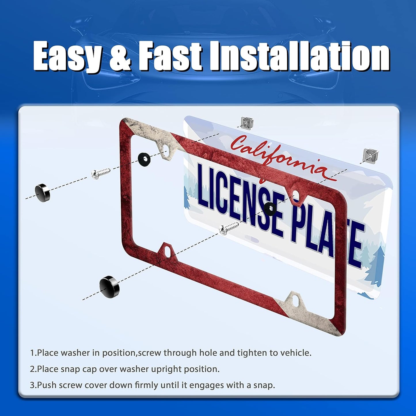 Vintage Dive Down Flag License Plate Diving Flag License Plate Stainless Steel Parts Funny License Plate Decorative with Screws Size 12.3" x 6.3" for Women Men