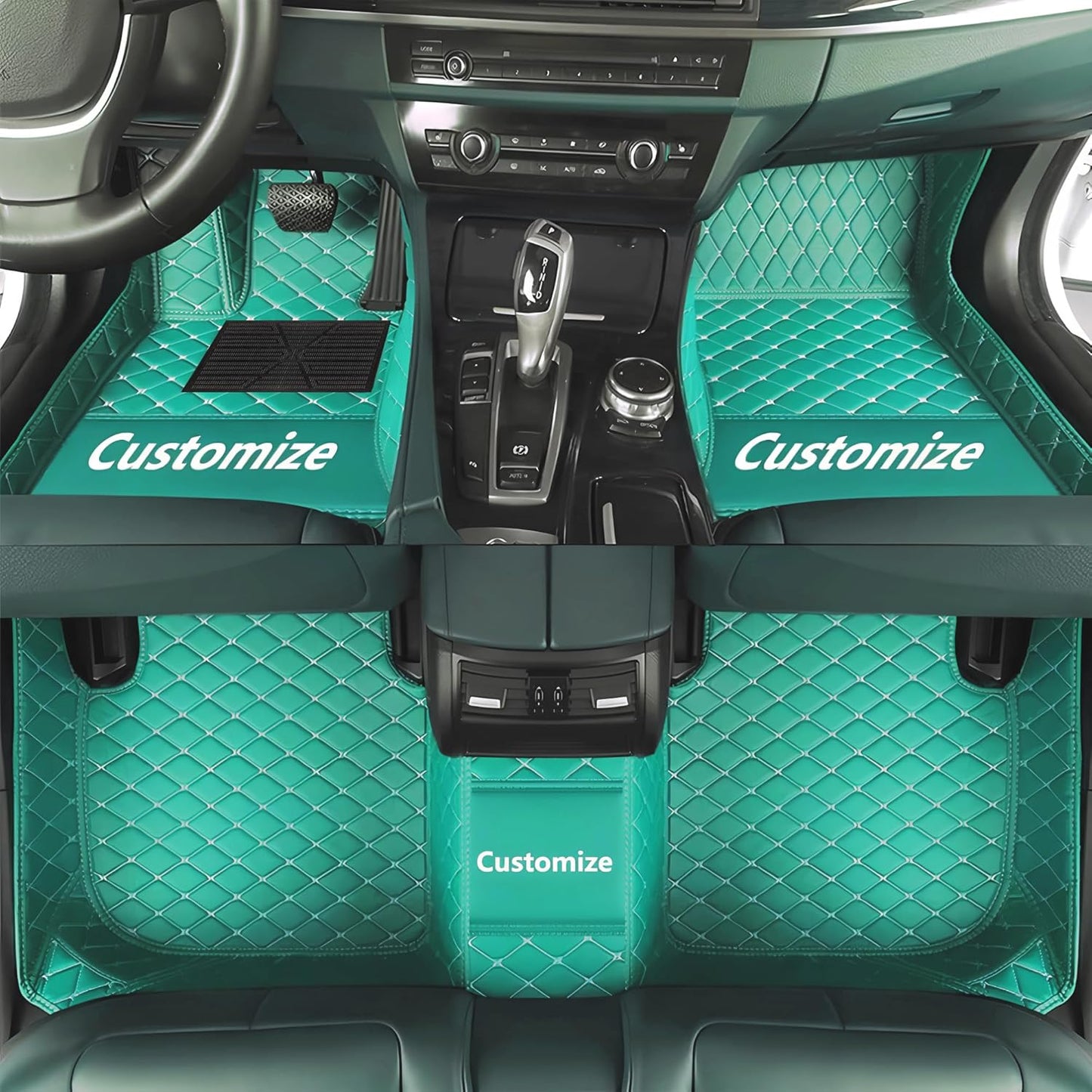 Custom Personalized Floor Mats for Cars，Luxury Full Coverage All Car Floor Mats，Anti-Slip Leather Car Mat Set ，Custom Floor Mats for 99% of Cars, Trucks & SUVs. (Sky Blue)