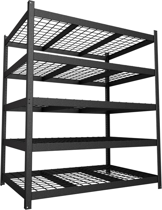 MUPATER 48.03”W × 24.41”D × 83.78”H Metal Storage Shelves, 5-Tier Adjustable Shelves, 3000 LBS Heavy Duty Standing Utility Shelf Racks for Pantry, Warehouse, Kitchen, Garage