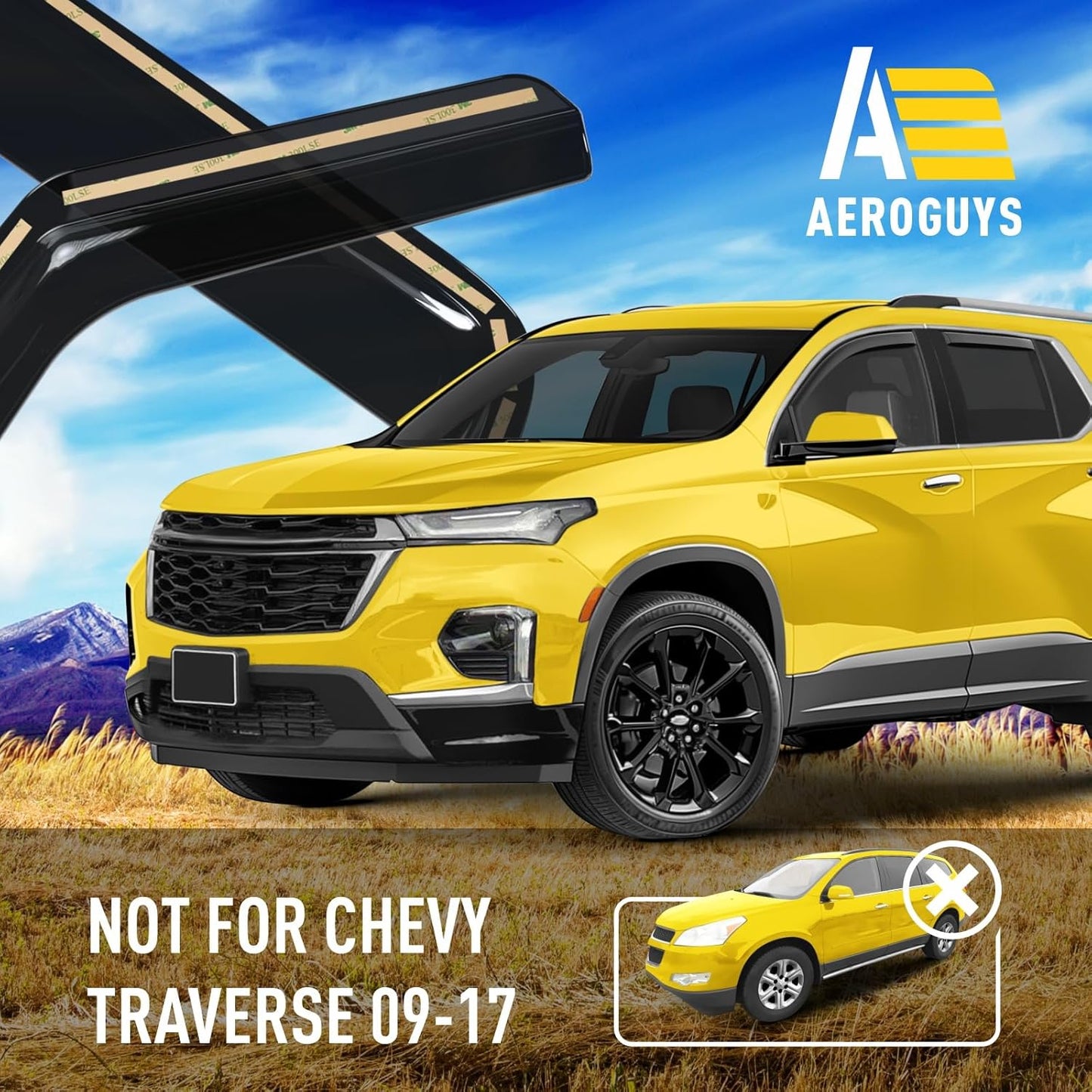 Extra Durable Window Deflectors in-Channel Window Visors Rain Guards Fit for Chevrolet (Chevy) Traverse 2018-2023, Sun Visors, Wind Vent for Shades, Exterior Car Accessories - 4pcs. AG0868