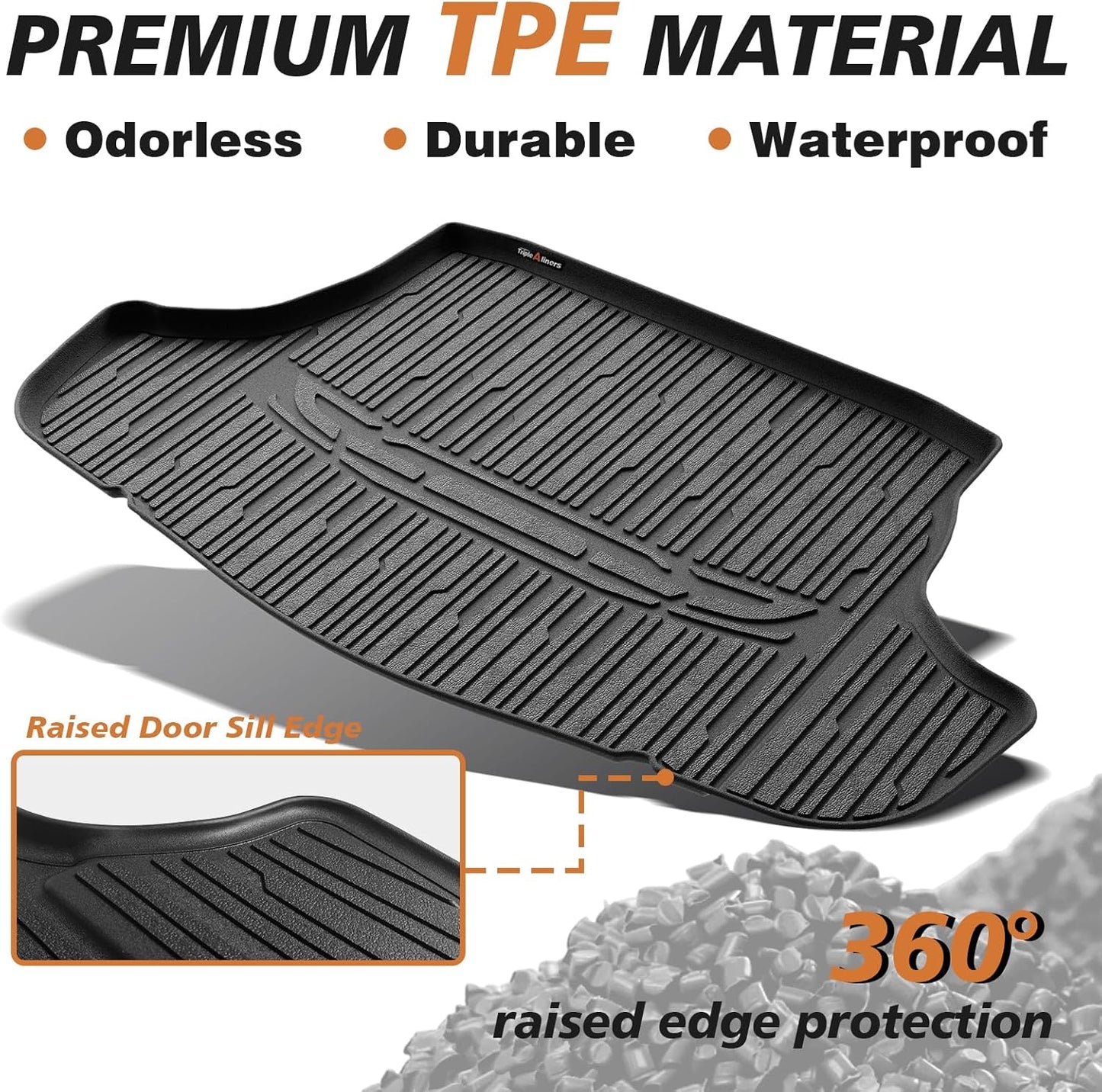 TripleAliner Trunk Floor Mat All Weather Liners Compatible with 2025 Toyota Camry (Include Hybrid) Accessories TPE Carpets Trunk Liner TPE Custom Fit Protection Car Mats