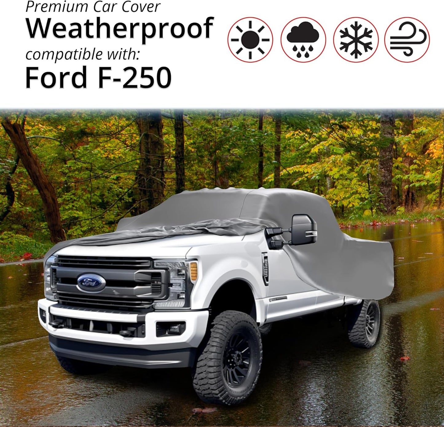Car Covers Weatherproof Max Truck Cover & Warranty Compatible with Ford 1999-2019 F-250 SuperCab, 6.75– Outdoor Cover, Prevents Theft with Cable Lock
