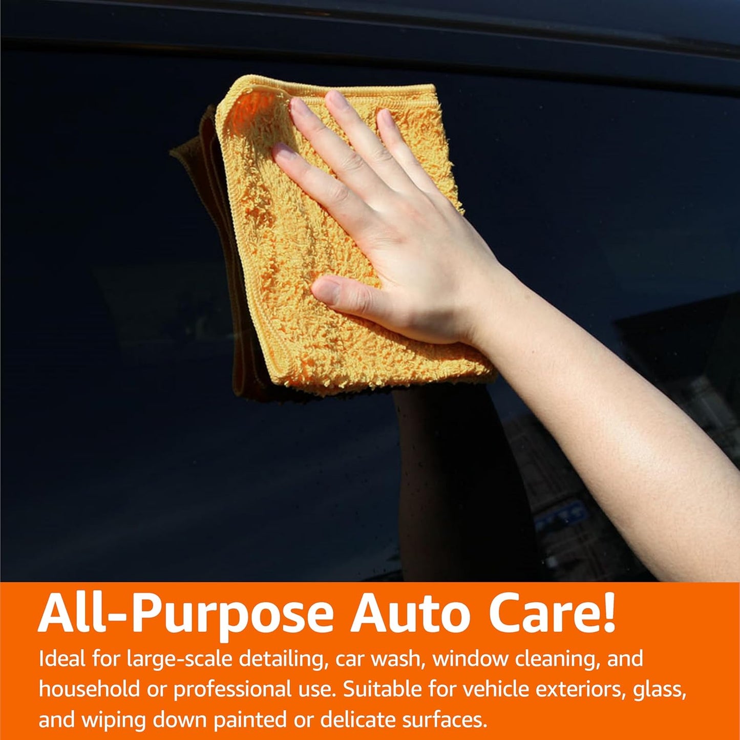 Amazon Basics Microfiber Car Drying Towels (3-Pack), Lint Free, Scratch Free, Highly Absorbent Drying Towel for Cars, 16" x 16", Yellow