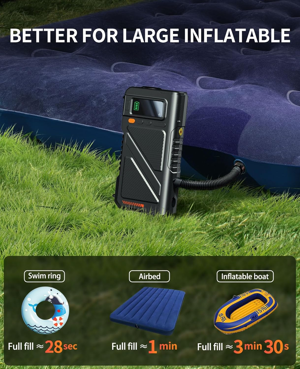 8000A Jump Starter with Air Inflator & Deflator Compressor, 9-in-1 Portable 12V Car Jump Box Power Pack for All Gas/12L Diesel Engine with 150PSI Tire Inflator & Extended Jumper Cable