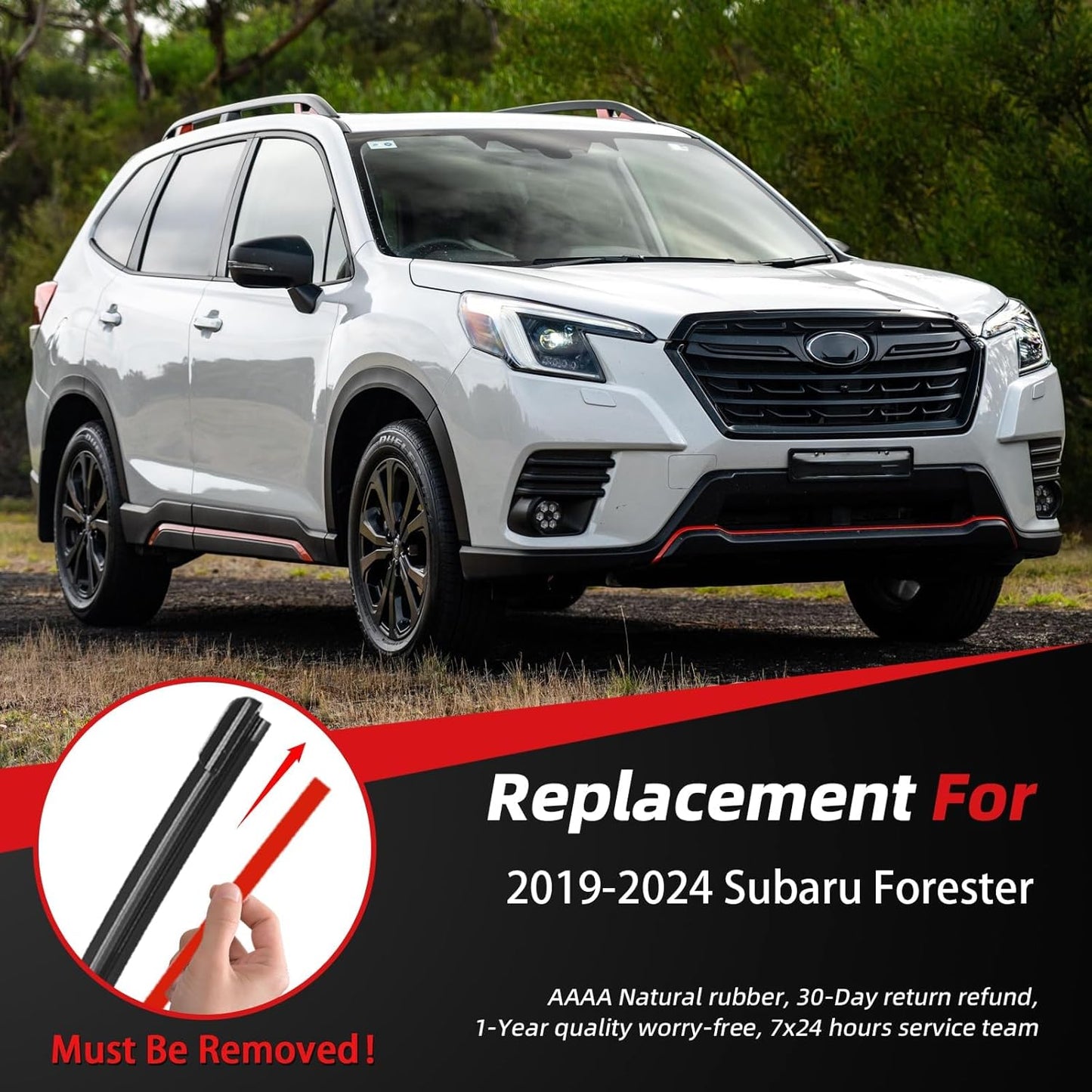 OTUAYAUTO Windshield Wiper Blades - Replacement for Subaru Forester 2019-2024, Front and Rear Wiper Blade, Top Lock - 26"+17"+14" (Pack of 3)