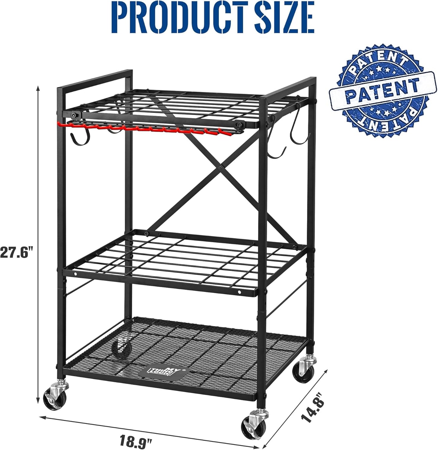 Mythinglogic Garden Tool Organizer for Garage, Yard Tool Rack with Wheels, Garage Organizers and Storage Holder for Yard Tools (Small Tower)