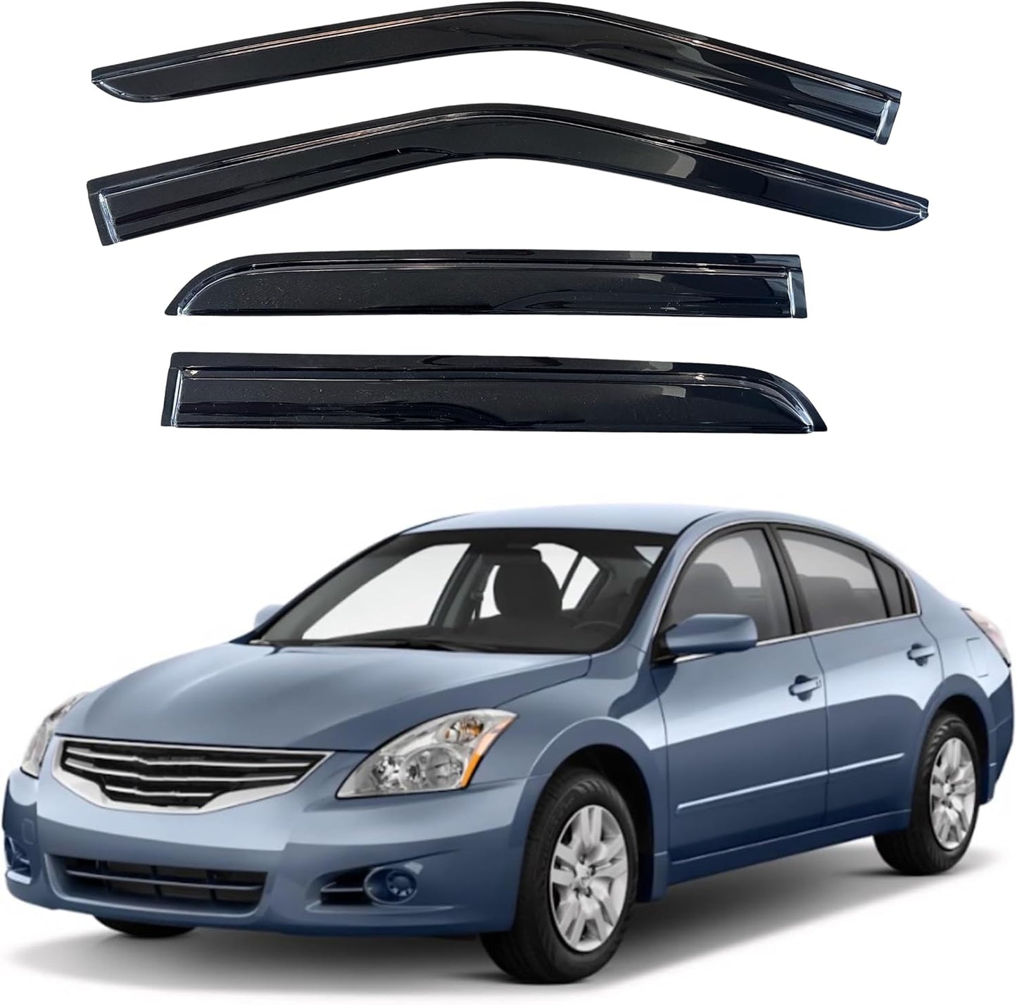 KPY Window Visor Compatible with Nissan Altima 2007-2012, 4PC Rain Guard Side Window Vent Deflectors Tape-On Mugen Style, 2007 2008 2009 2010 2011 2012