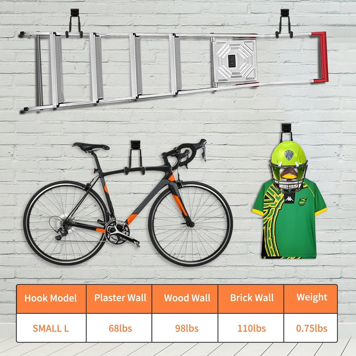 GPANDAG 2 Pack Heavy Duty Garage Storage Hooks(110LB) - Anti-Slip Coating Wall Mount for Bike, Ladder, Garden Tools & Hose