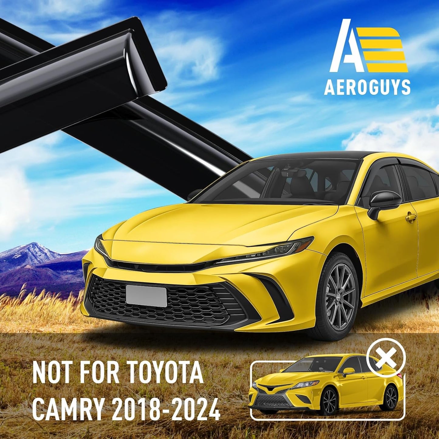 Extra Durable Window Deflectors Tape-On Window Visors Rain Guards Fit for Toyota Camry 2025 Sedan, Sun Visors, Wind Vent for Shades, Exterior Car Accessories - 4 pcs. AG0852