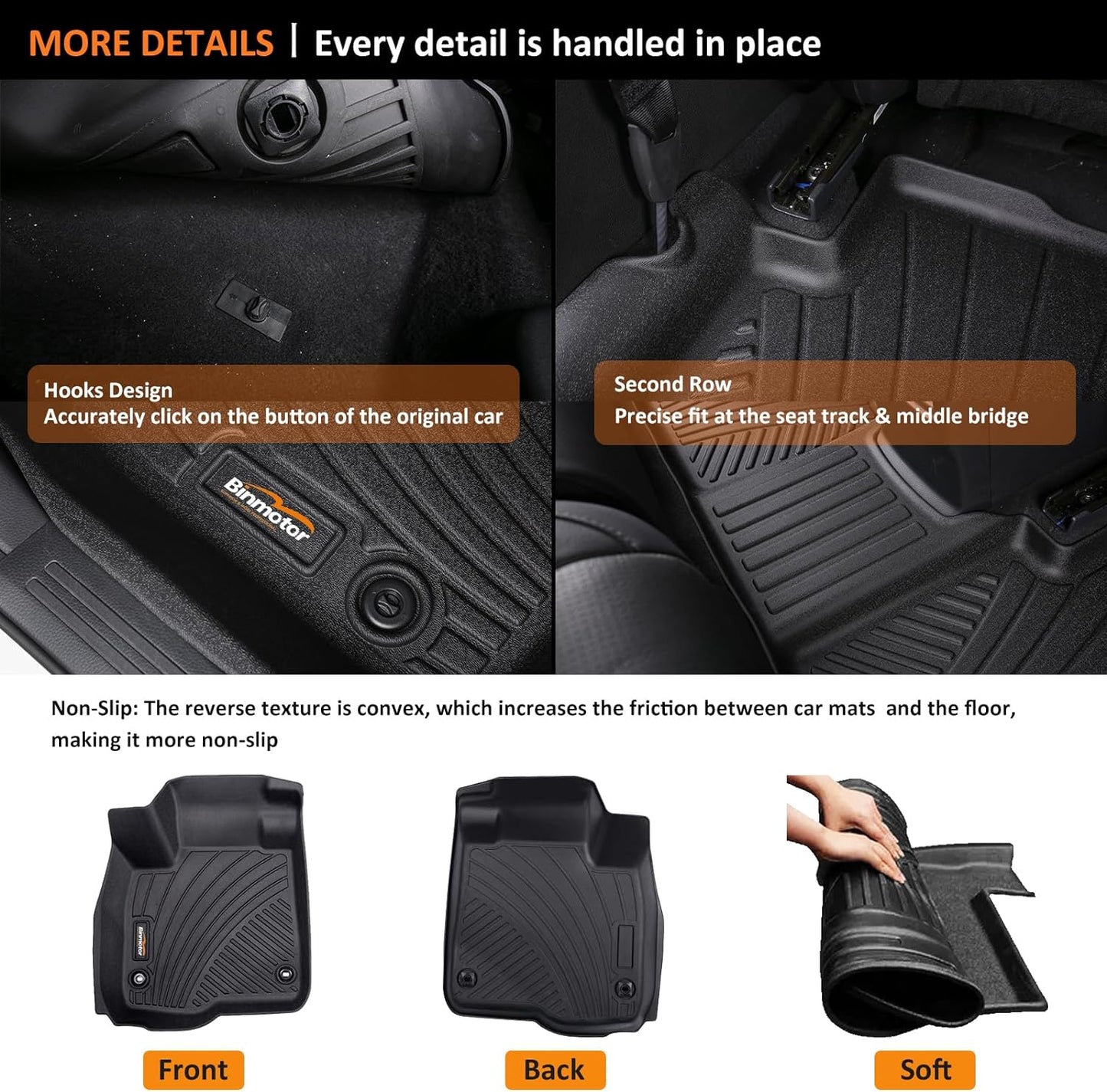 Binmotor-Floor Mats & Cargo Liner for Hyundai Elantra Hybrid 2025 2024 2023 2022 2021, All Weather Car Floor Mat for Elantra Accessories(Only Hybrid)