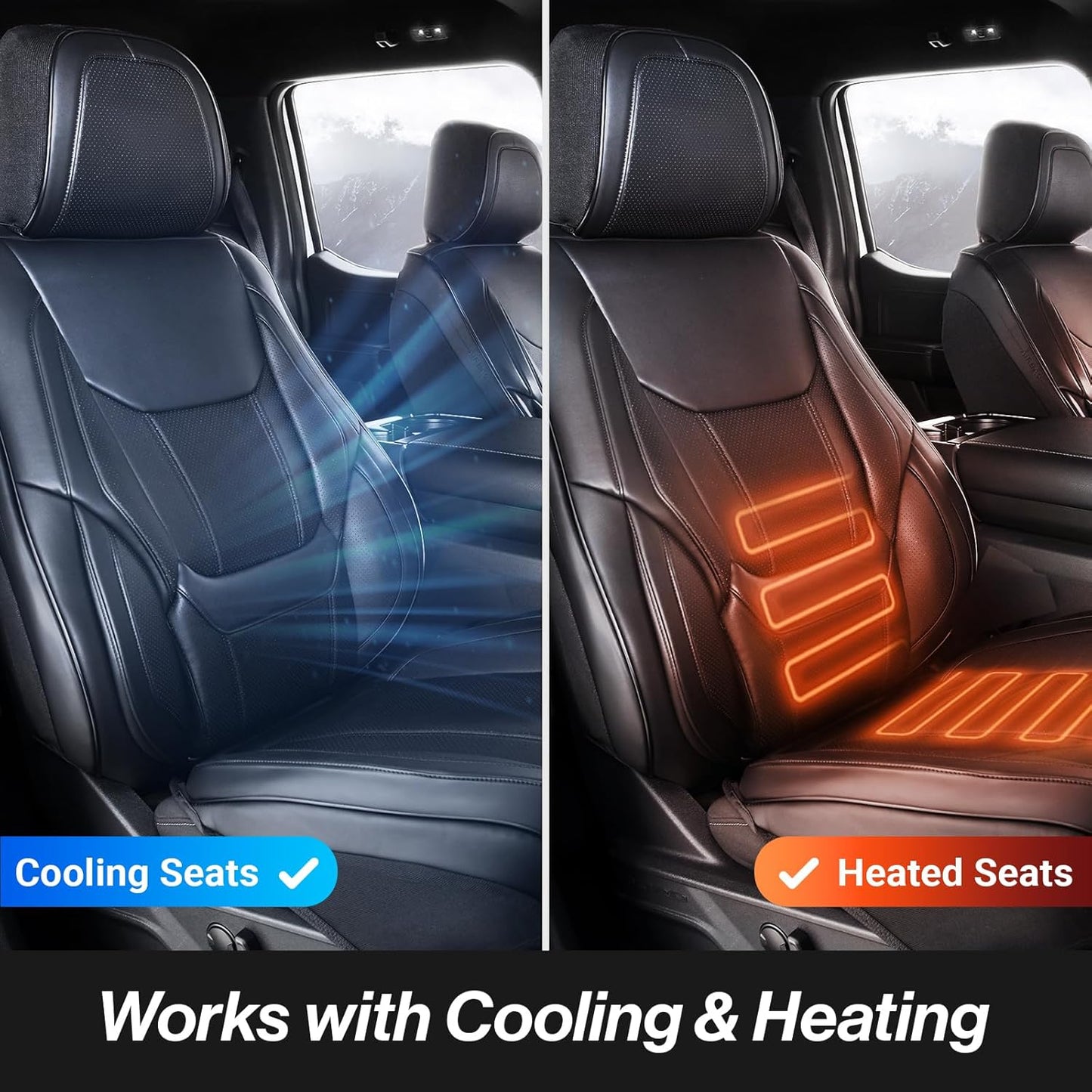 Coverland Custom Car Seat Covers Compatible with 2007-2013 Tundra Double Cab - Premium Leather Non-Slip Memory Foam Waterproof Cover Interior Protector Full Set-Black [See Size Chart-Size X134]