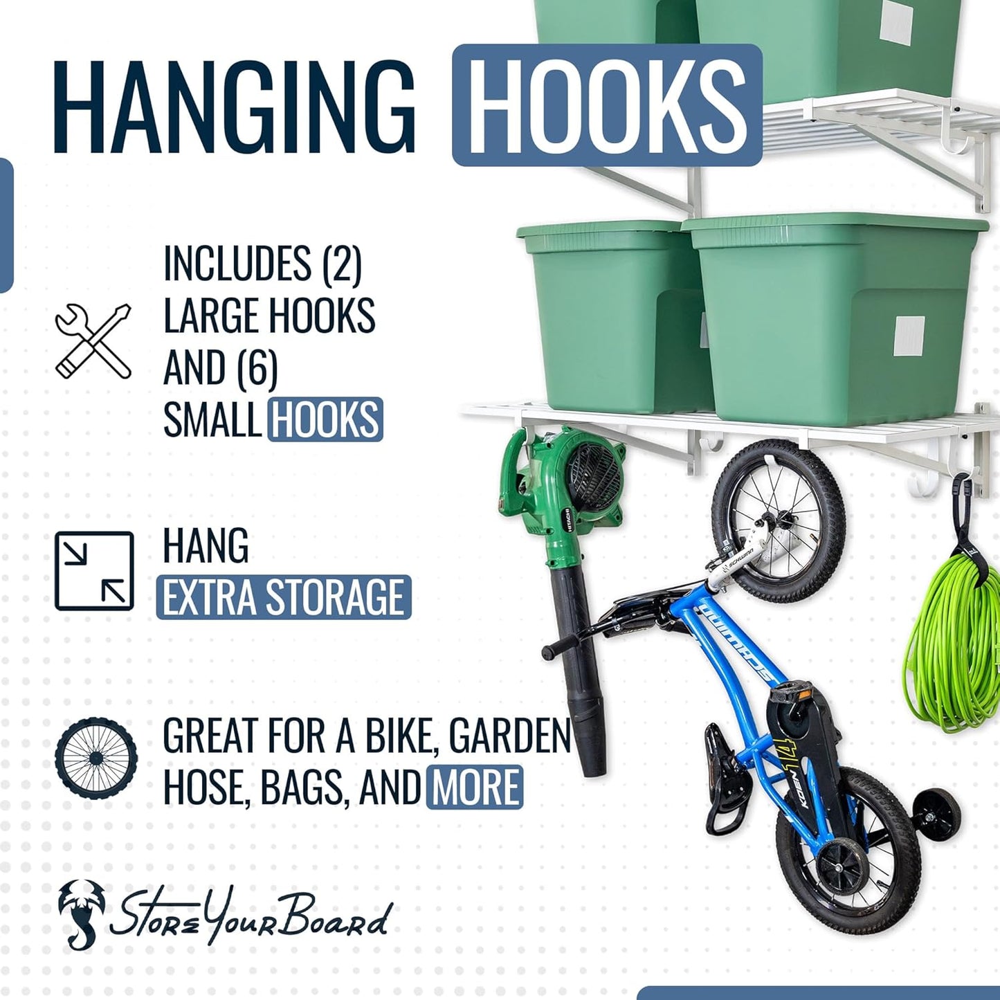 StoreYourBoard 2-Pack Heavy Duty Wall Shelves – Wall-Mounted Garage Storage Shelving and Organization for Sheds, Closets, or Utility Rooms – Holds 200 lbs, 2ft x 4ft, White