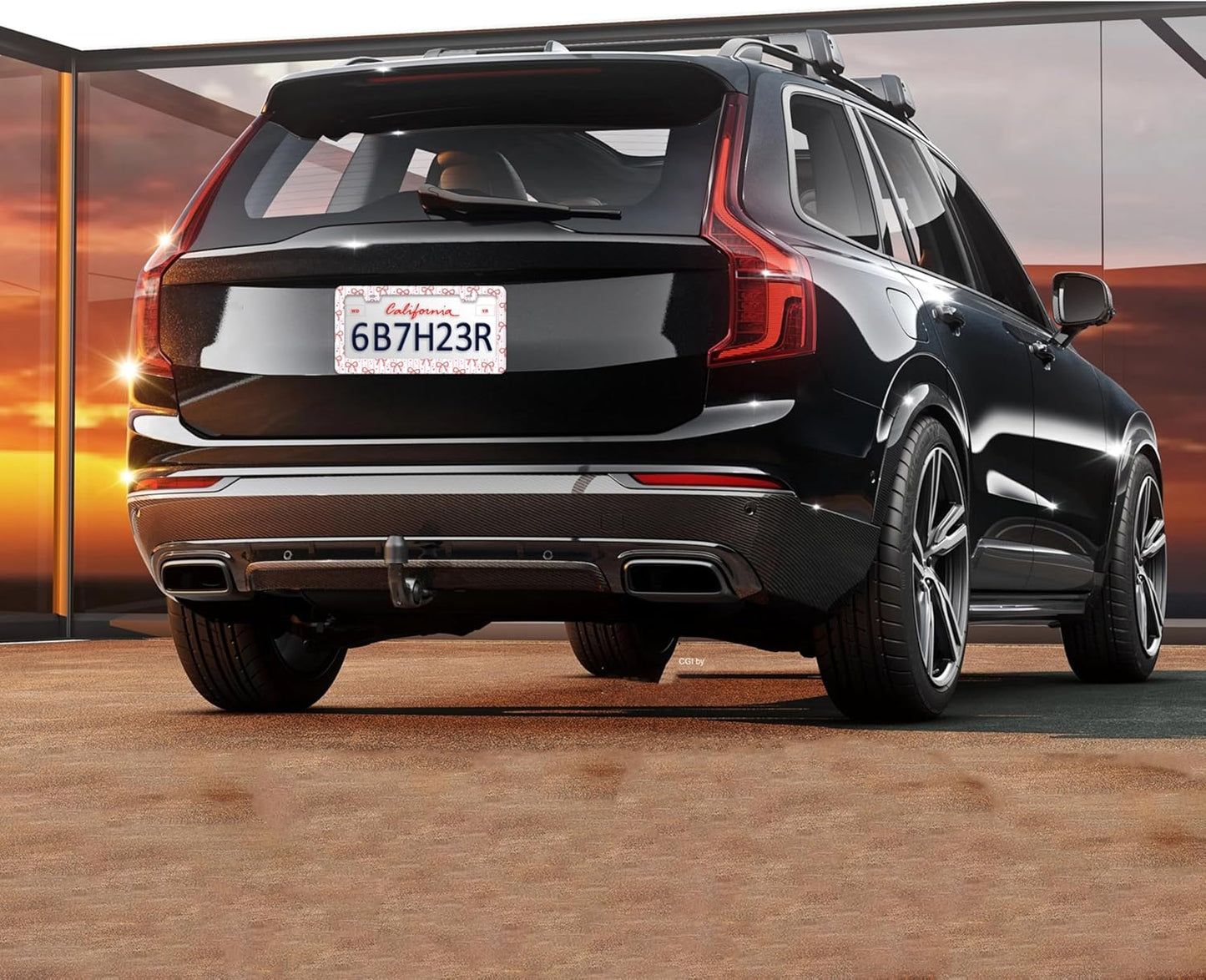 Pink Bow License Plate Frame Cute Bow License Plate Holders Funny Stainless Steel Auto Accessory Bracket 2 Hole with Screws Universal Us Car License Plate Frames 6x12 Inch for Women Men