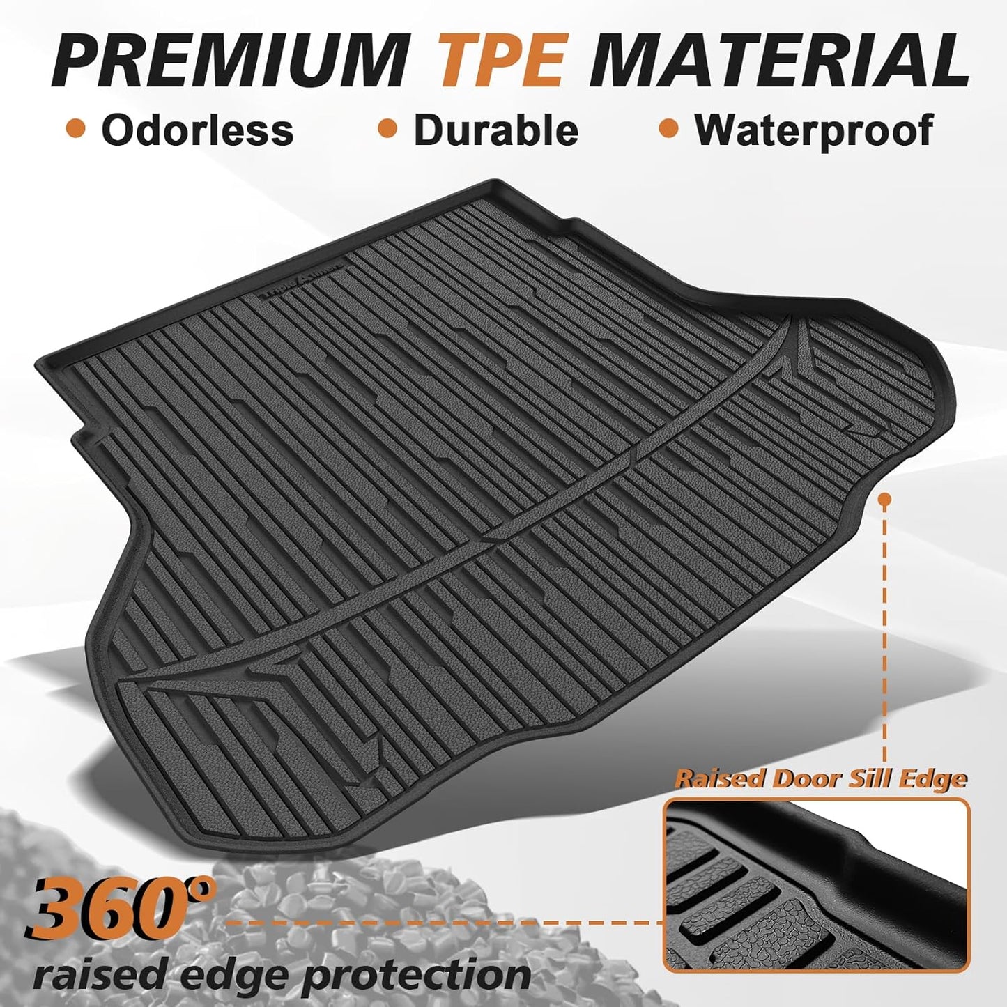 TripleAliners All Weather Trunk Mat Compatible with 2024-2025 KIA K4 Sedan Accessories Cargo Mat Custom Fit TPE Full Coverage Protection Odorless Waterproof Cargo Liner