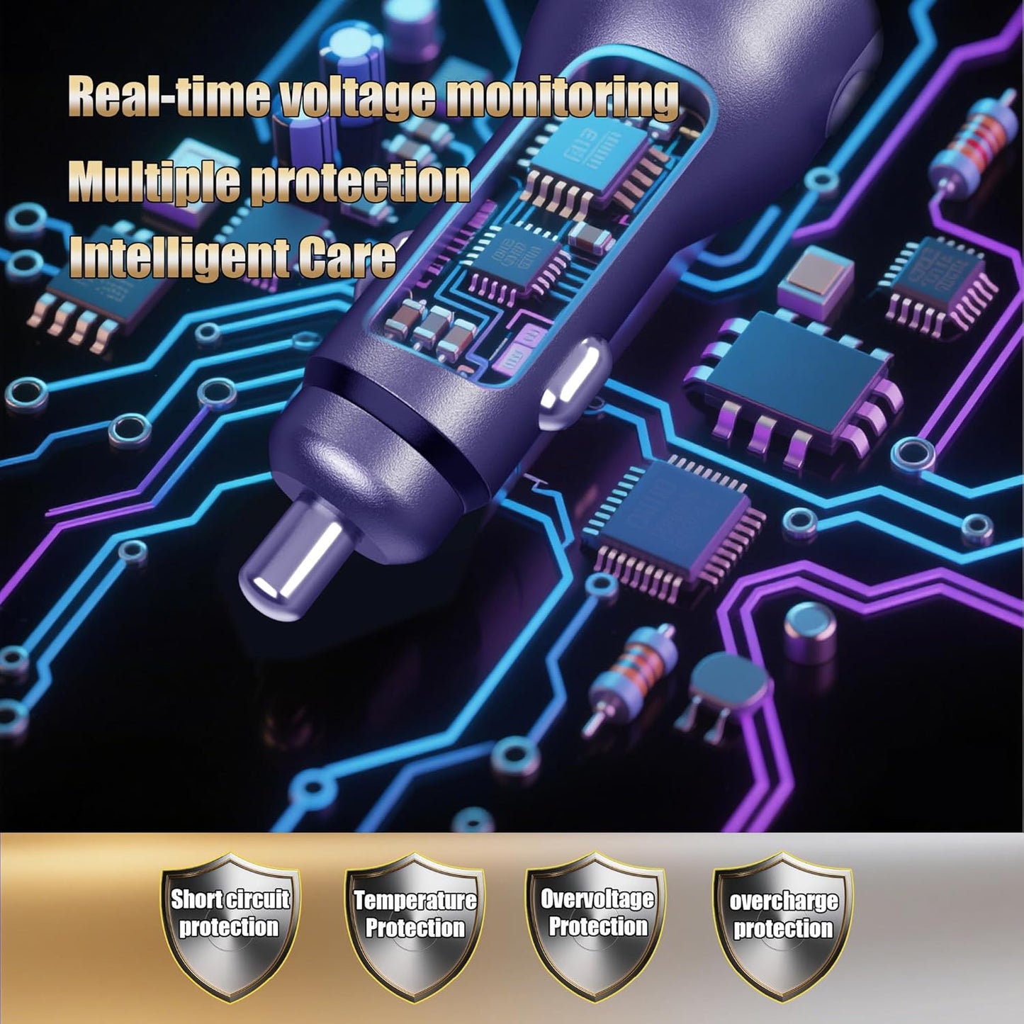 Starlink Mini 12v Power Cord，10FT/3M Starlink Mini Power Cord with car Charger，Cigarette Lighter displays Voltage，Suitable for DC12-24V Trucks, Buses, Boats, Waterproof DC Plugs