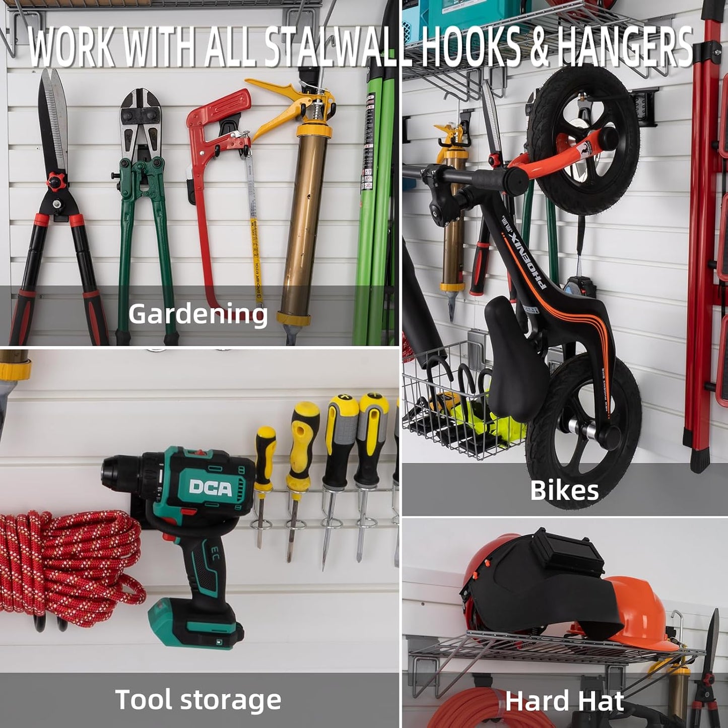 Slat Wall Paneling Garage Wall Organizer, White Slatwall Panels 2 Pack 4x8 ft Garage Slat Wall Storage Systems, Slat Board PVC Wall Panels Garage Storage Organization Product