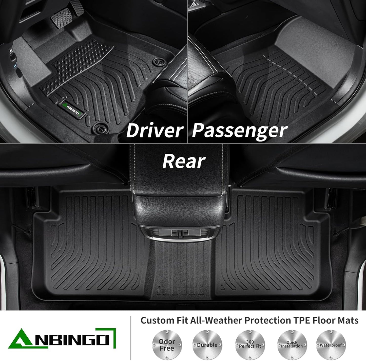 ANBINGO®-Floor Mats for 2025 2026 Chevy Equinox (Not for EV) & GMC Terrain 2025,All Weather TPE Protection Equinox Floor Mats 1st & 2nd Row Floor Liners for 2025 Chevy Equinox Accessories