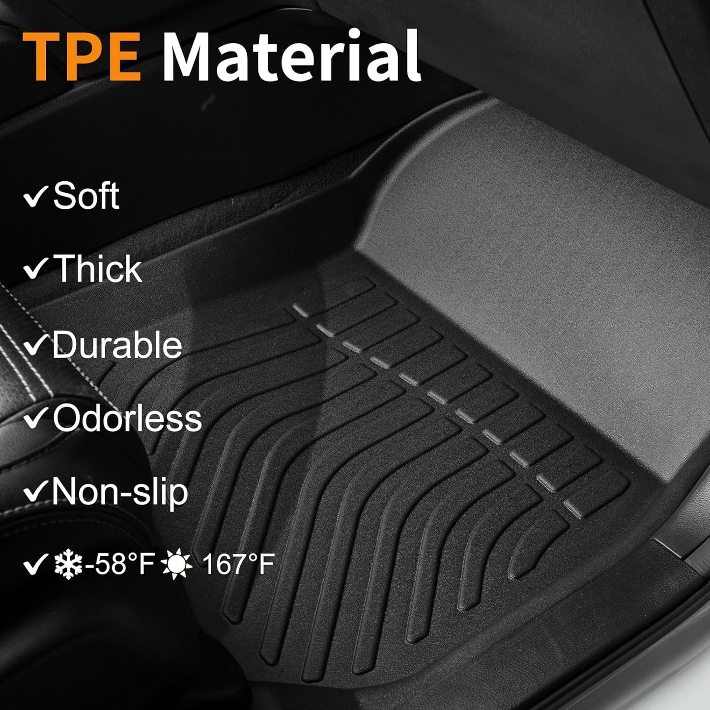 Binmotor-TPE Floor Mats for Toyota Highlander 2014-2019 7 & 8 Seats, All Weather Protection Heavy Duty Automotive Car Floor Liners, Full Set for Highlander Accessories Car Mats-Black