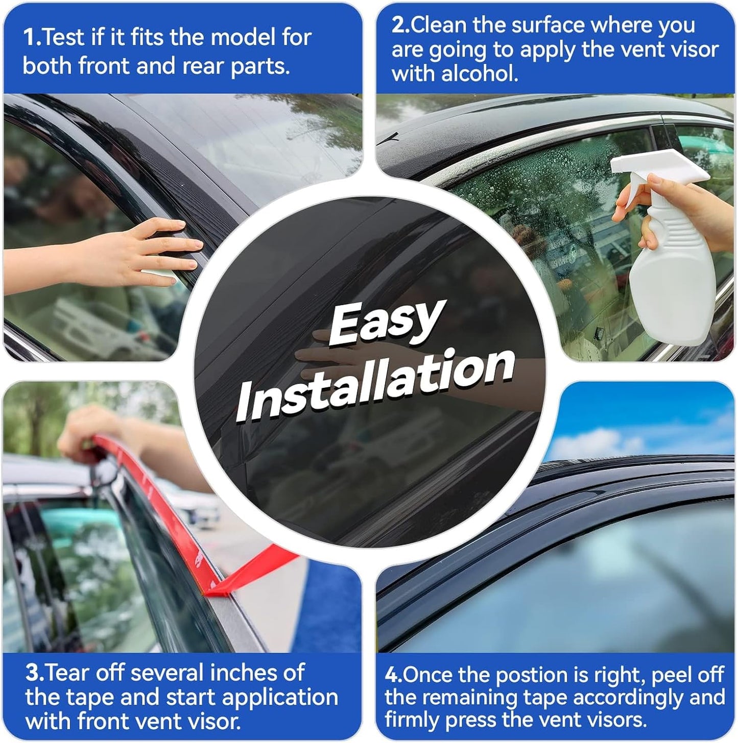 Window Visors Rain Guards for 2018-2023 Hyundai Kona, Out-Channel Window Vent Wind Deflectors Visors Shades for 18-23 Kona