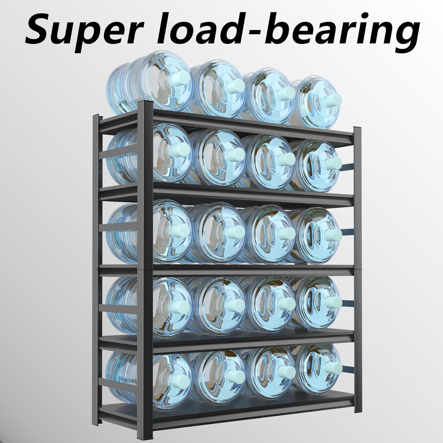 Metal Storage Rack Tier Height Free Adjustable Garage Tool Rack Load Capacity 3000lbs Industrial Storage Rack,Black,Garage,Kitchen,Bedroom,Garden (5-Tier63.0" H*39.4" W*17.7" D)