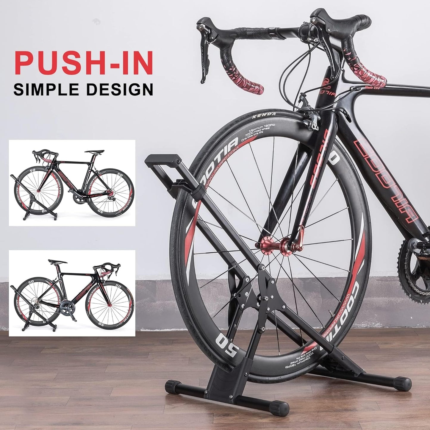 Bike Floor Stand Rack- Indoor Bike Stand for Garage/Home - Bike Storage Bicycle Parking Rack Fit 20”-29” Mountain Road Bikes (3 Bike Rack)