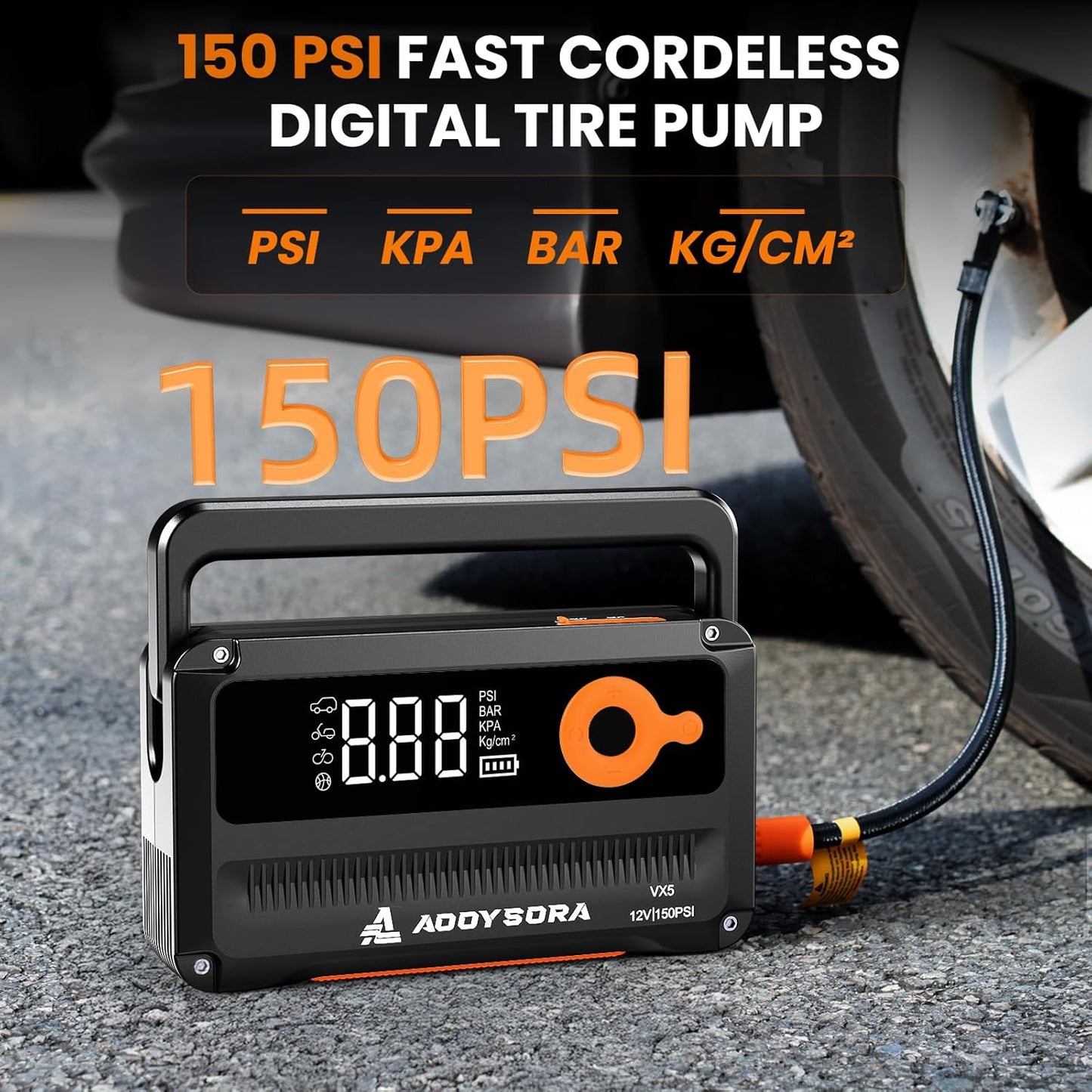 Car Battery Jump Starter with Air Compressor 6000A 150PSI Portable Car Battery Jump Starter (All Gas/12L Diesel) with Auto-Shutoff Tire Inflator, 12V Jump Box with Portable Jumper Cables